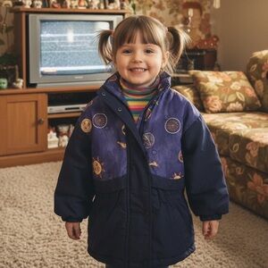 Vintage children’s coat Celestial Sun Moon‎ print